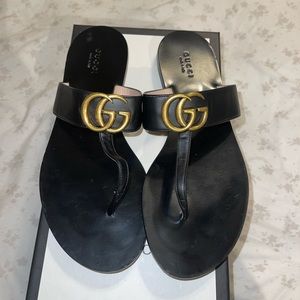 Authentic Gucci sandals (Leather thong sandal with Double G)